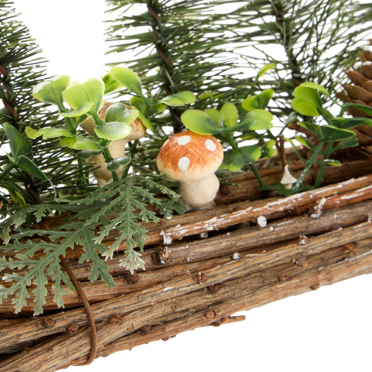 Sapins de Noël décoratifs sur fagot forme champignon L. 30 cm marron, FEERIC LIGHTS & CHRISTMAS