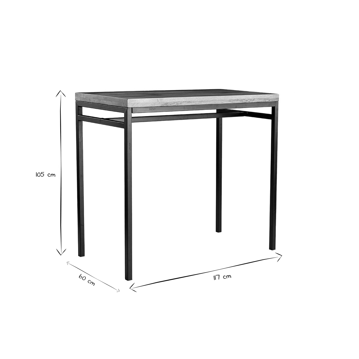Table haute industrielle en bois manguier massif et métal noir L115 cm YPSTER bois clair / noir, MILIBOO