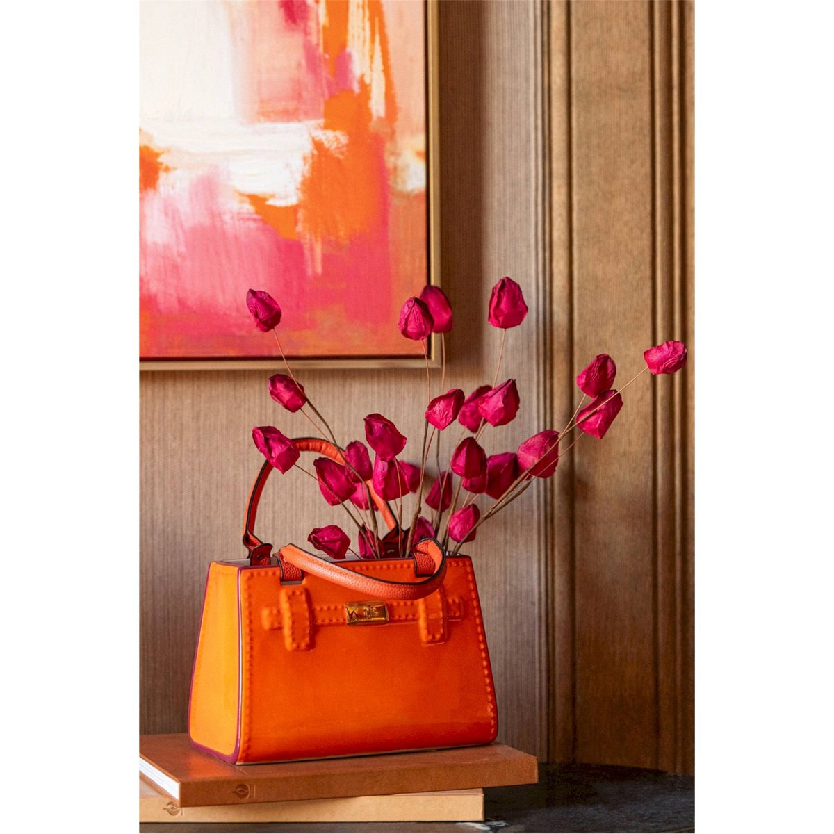 Vase sac à main en poterie orange, RECOLLECTION