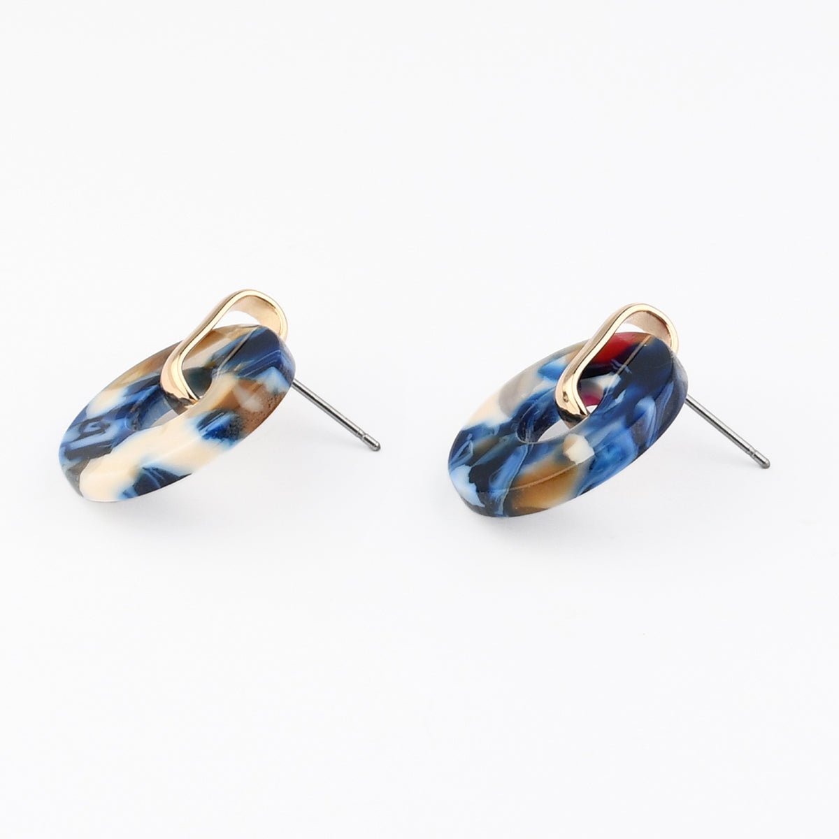 Boucles d'oreilles disques en résine bleue bleu, BALABOOSTE