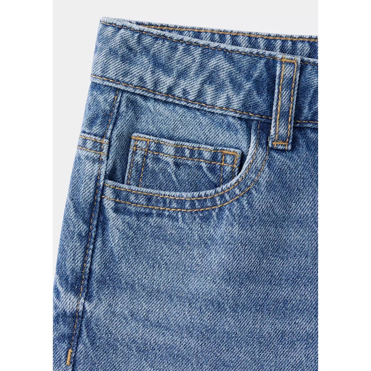 Jean regular fit à bas retroussé bleu moyen, MANGO KIDS