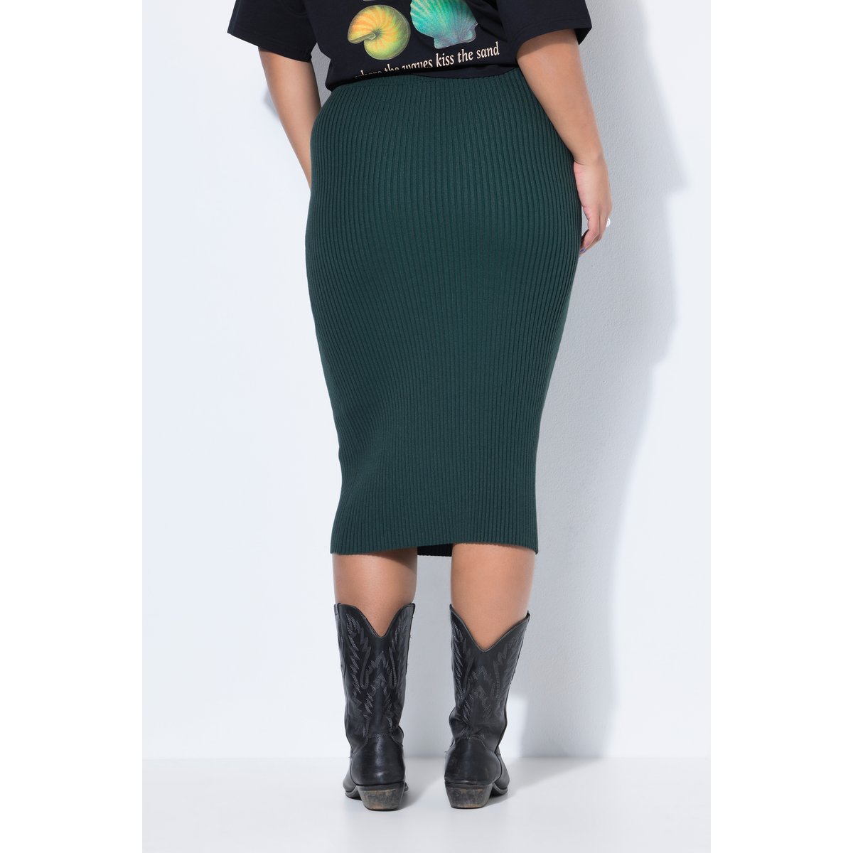 Jupe en maille, longueur midi vert foncé, STUDIO UNTOLD