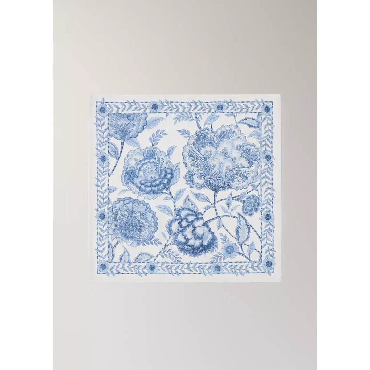 Pack de 4 serviettes de table coton imprimé fleuri bleu, MANGO HOME
