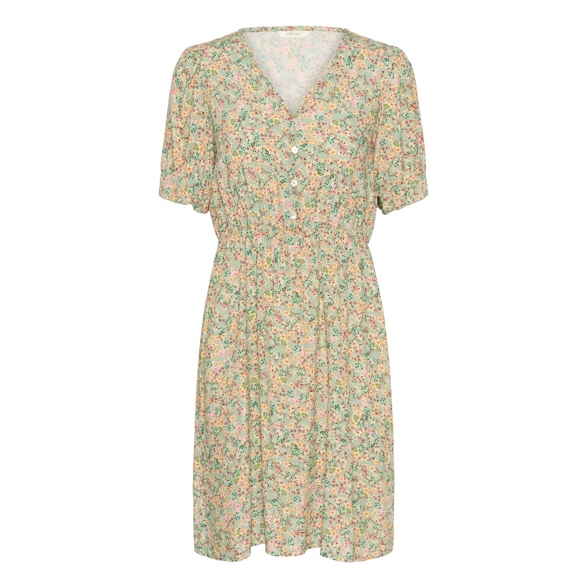 Robe vert green flower print, CREAM