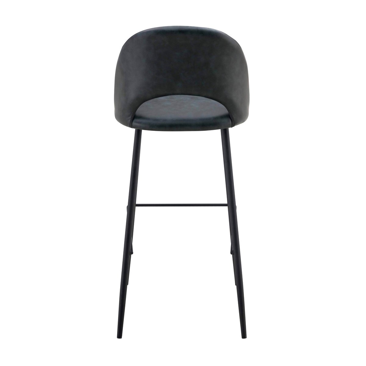 Lot de 2 chaises hautes en acier et cuir synthétique, LOU noir, OVIALA