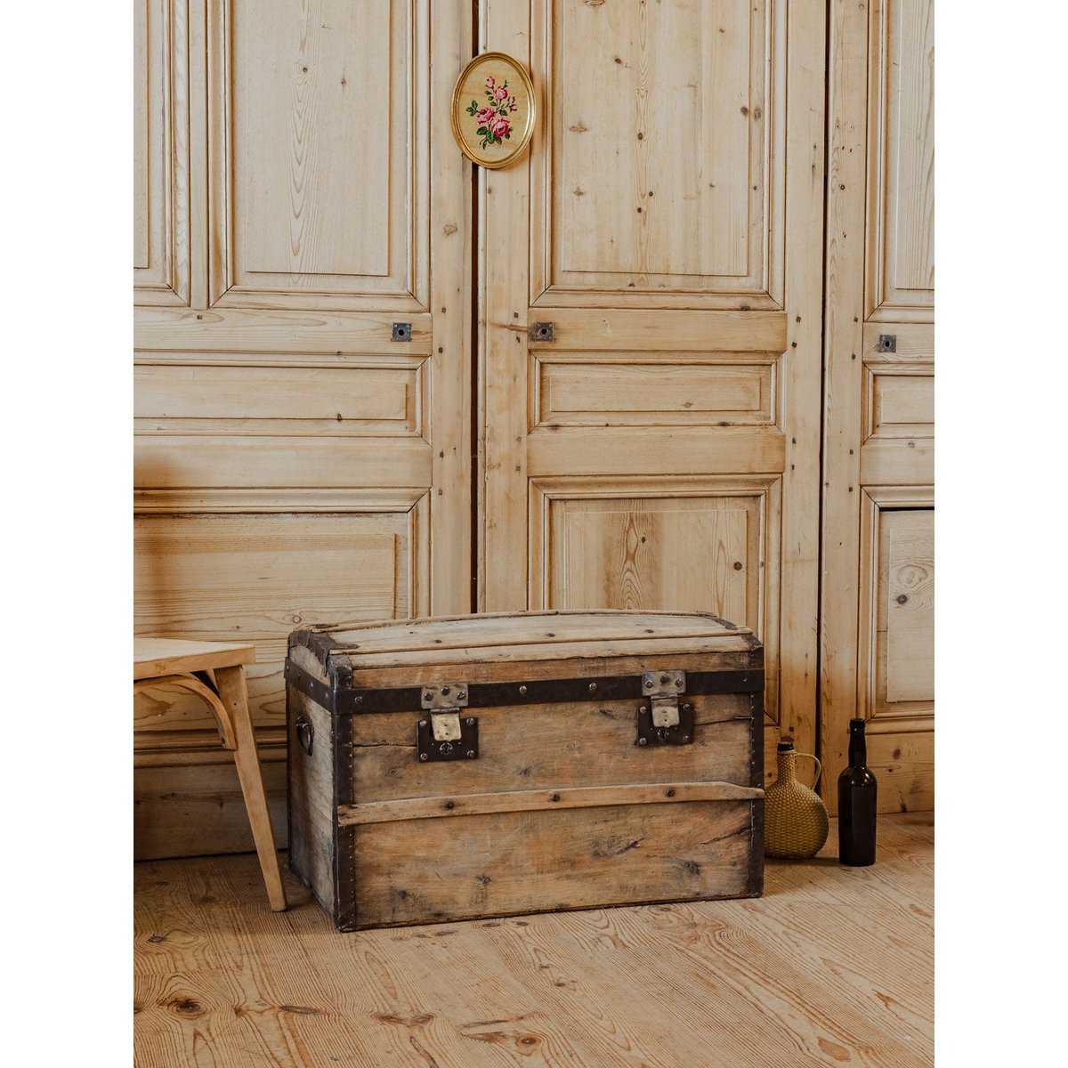 Malle en bois Lucienne N°302 - Bon état bois clair, DEBONGOUT