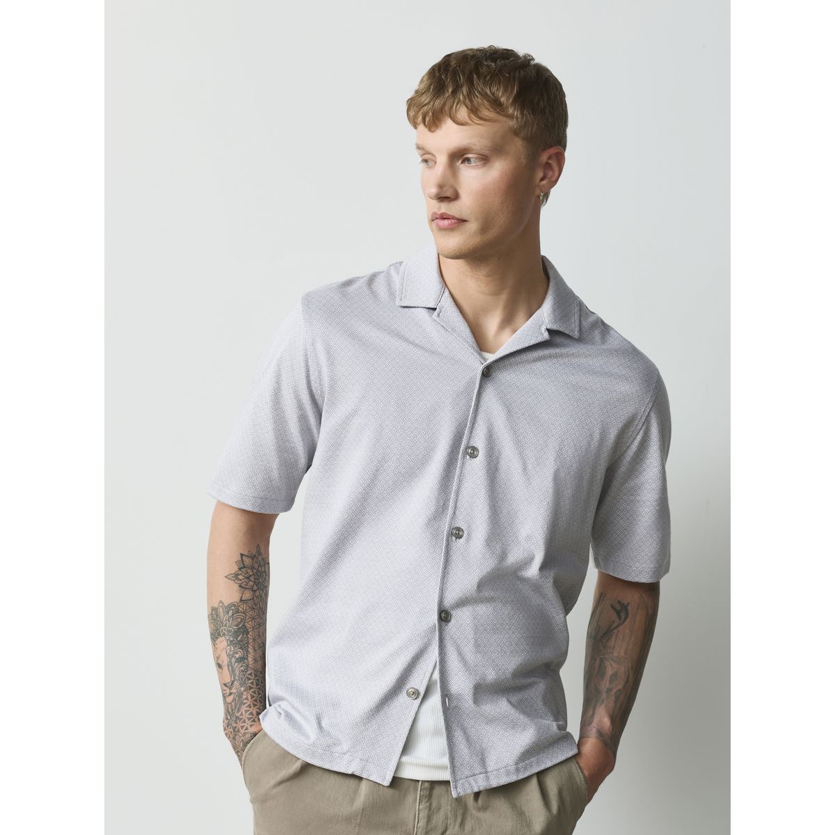 Chemise en jersey à motif géométrique gris, NEXT