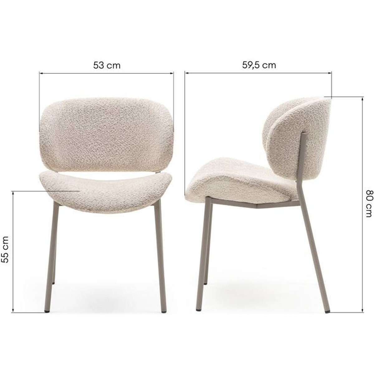 Chaise tapissée bouclette collection SUKRA beige bouclette, RECOLLECTION