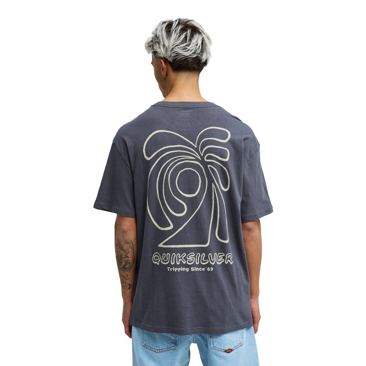 T-Shirt à manches courtes CURVE PALM noir iron gate, QUIKSILVER