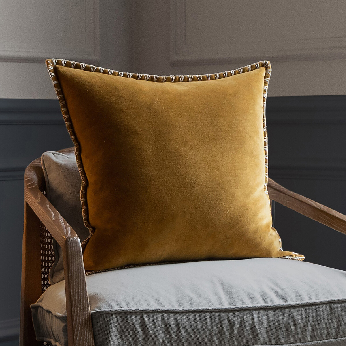 Stitch Cushion yellow/gold-coloured, VOYAGE MAISON