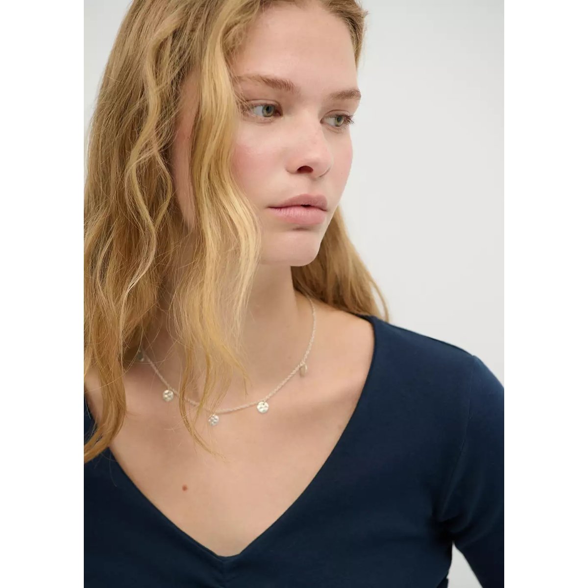 T-shirt coton drapé bleu marine, MANGO TEEN