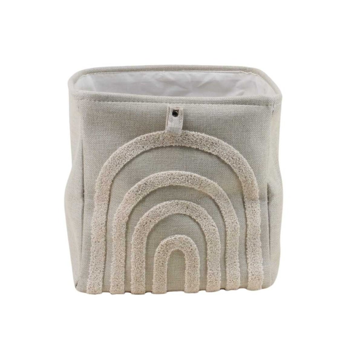 Cube de rangement tissu reliefs 31x31cm beige, ORNAMI