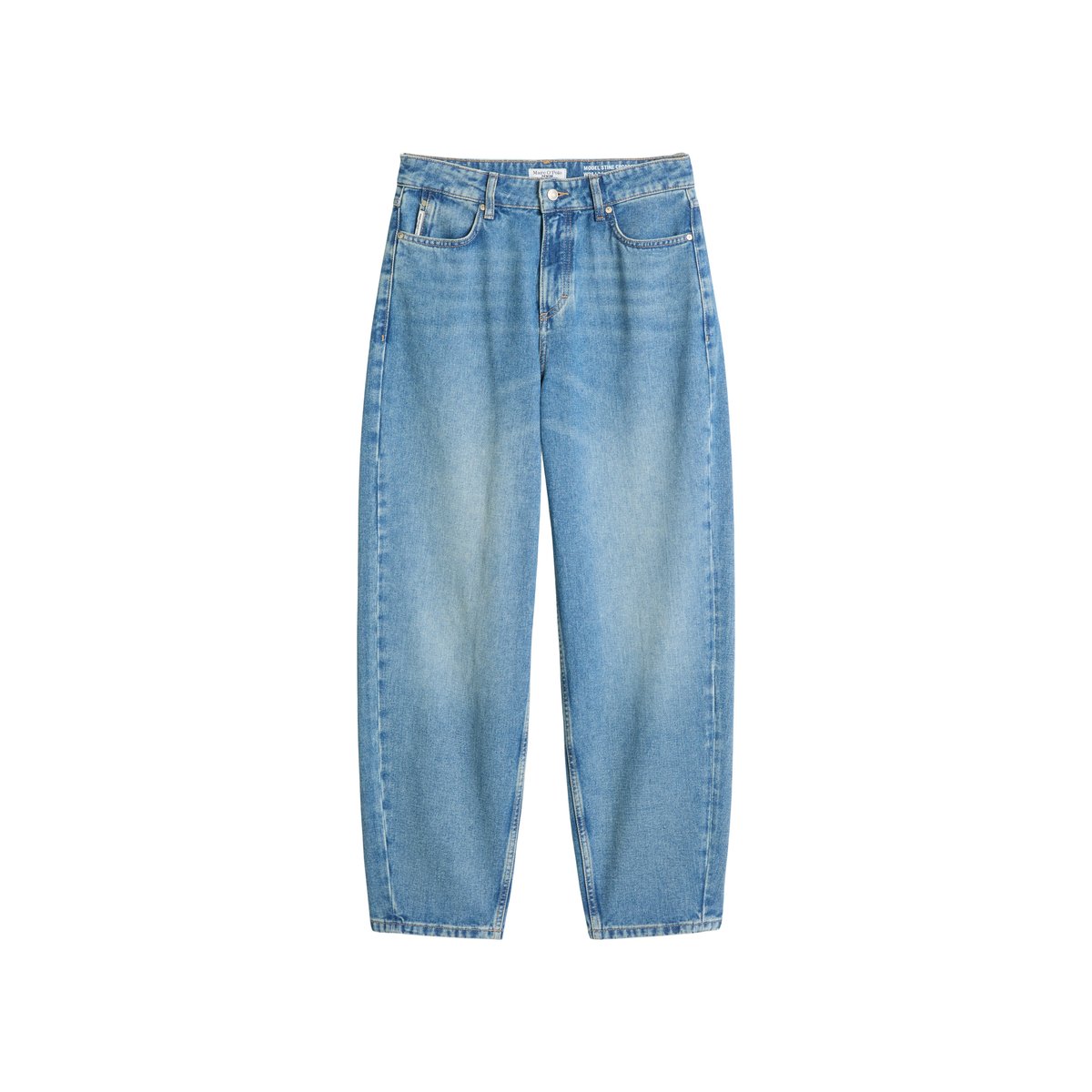Jeans modèle Stine, coupe relaxed barrel et longueur raccourcie en pur coton bleu, MARC O’POLO DENIM