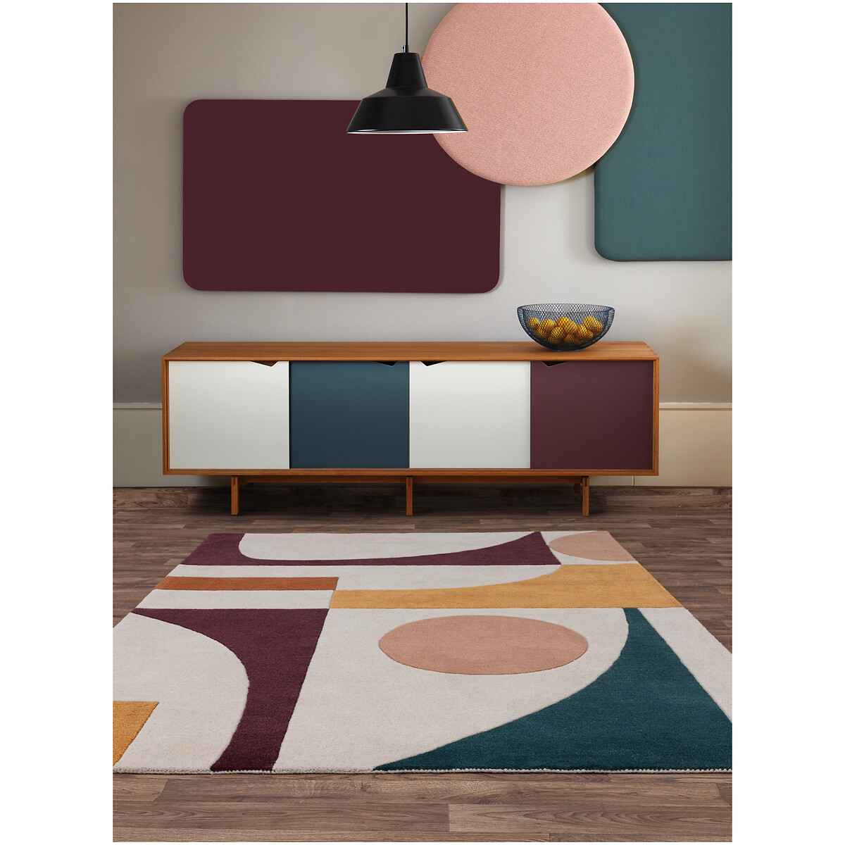 Bold Abstract Shapes Rug in 100% Wool multi-coloured, ÉDITÉ