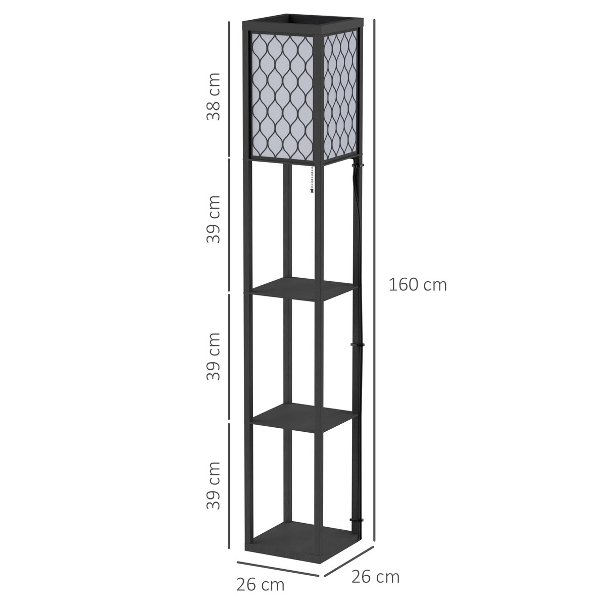 Lampadaire MDF Noir noir, HOMCOM