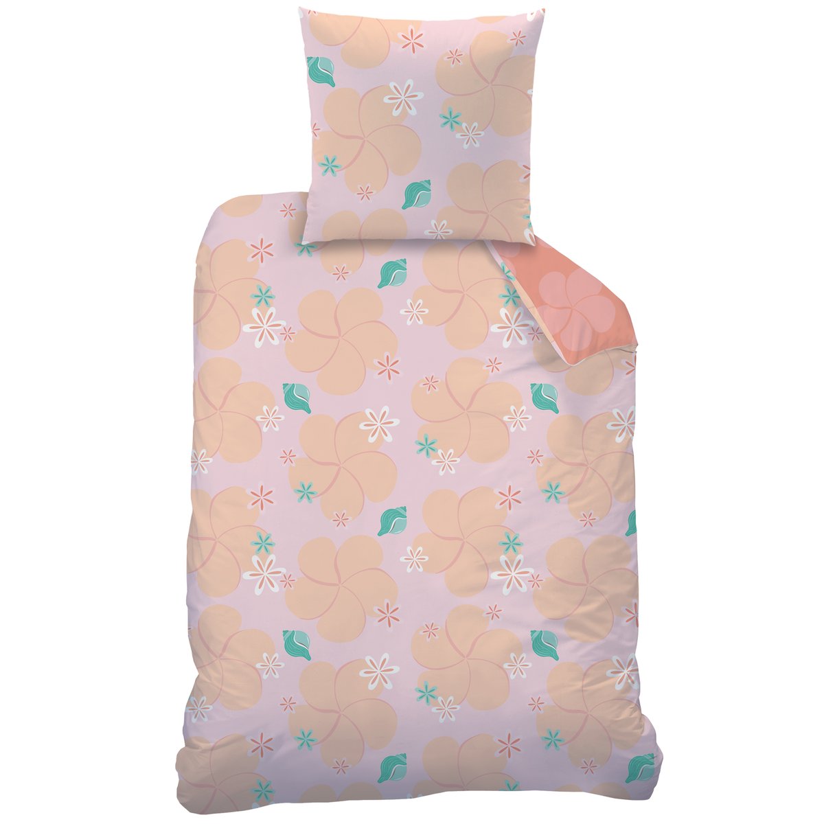 Parure de lit imprimée 100% coton, VAIANA FLEUR rose, DISNEY PRINCESS