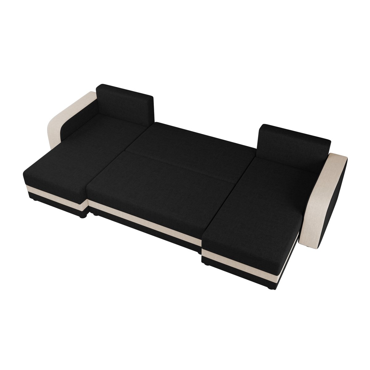 Canapé panoramique convertible 7 places, HARVEY noir / beige, BEST MOBILIER