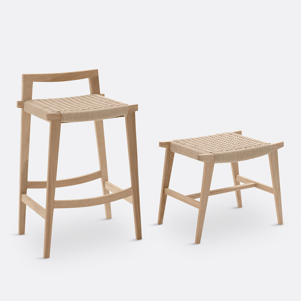 Kioto Solid Oak & Weaving Stool natural, LA REDOUTE INTERIEURS