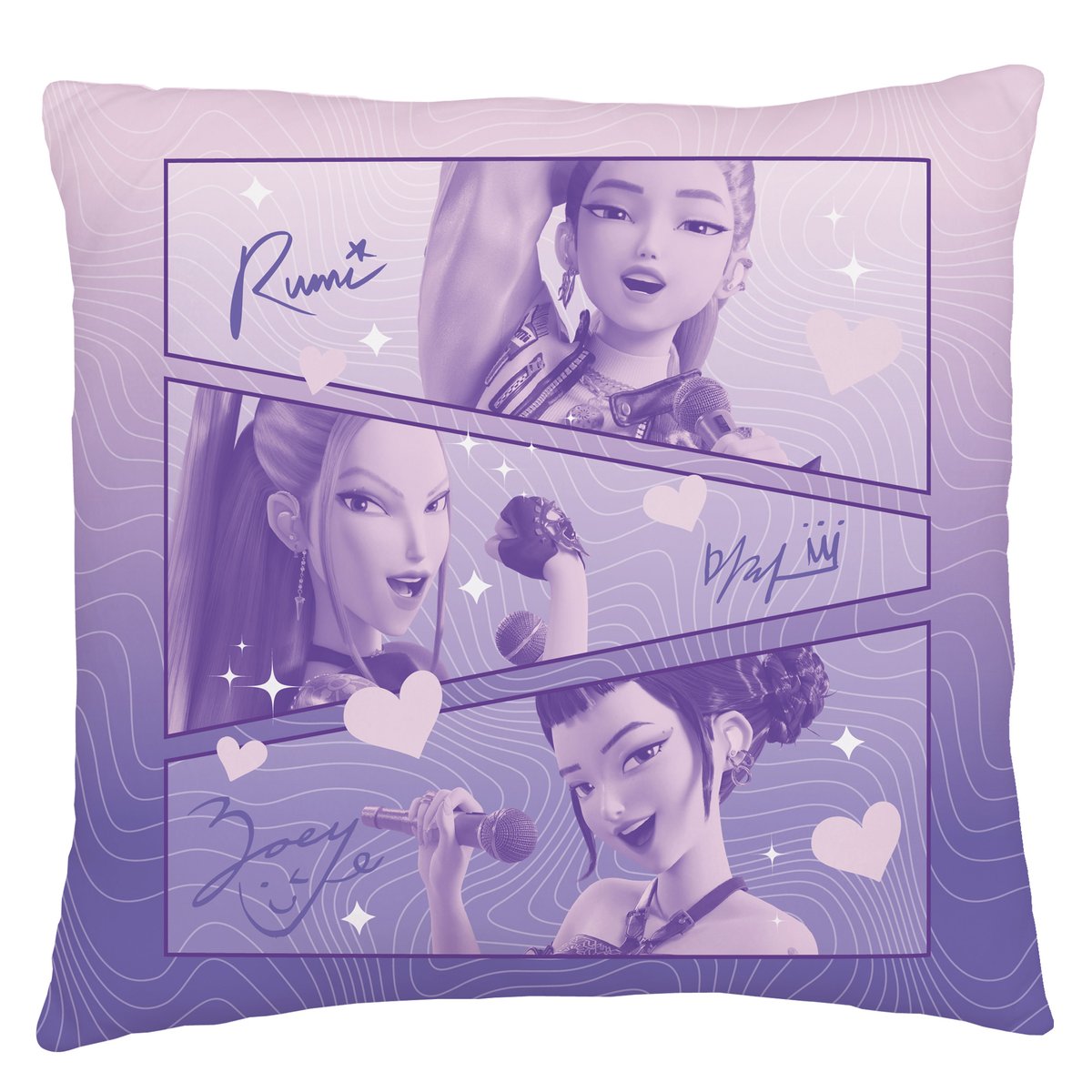 Coussin imprimé 100% polyester, GOLDEN violet, KPOP DEMON HUNTERS
