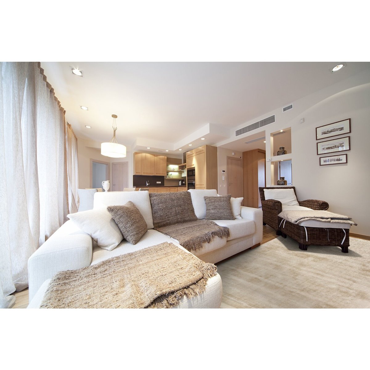 Tapis en viscose fait main, ERASED beige, RECOLLECTION