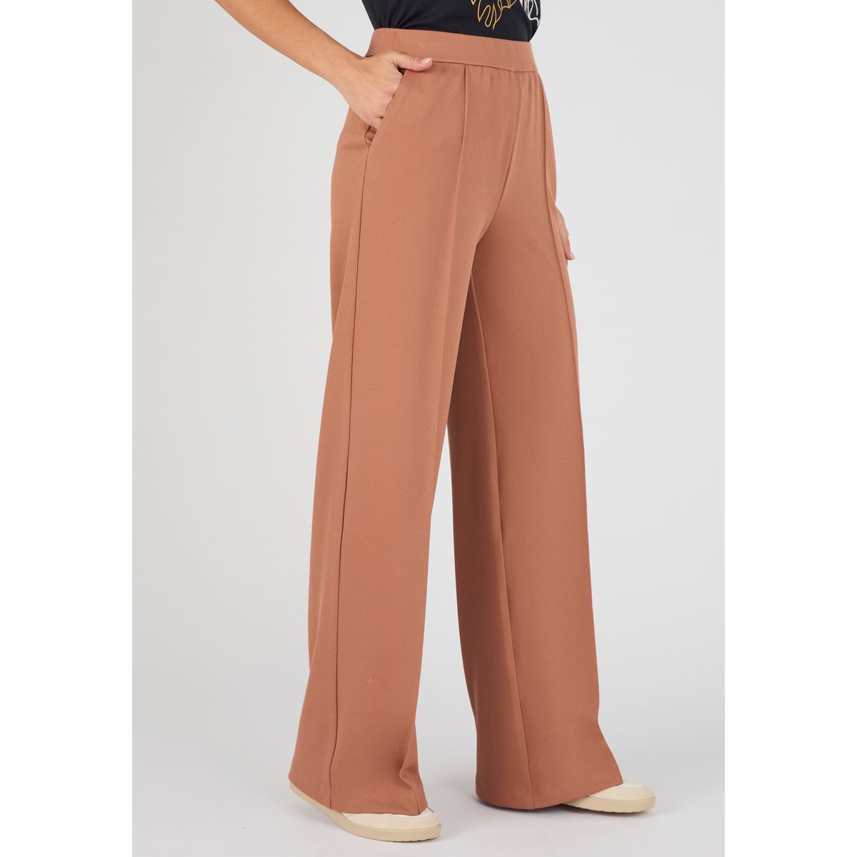 Pantalon maille enfilable marron, DAMART