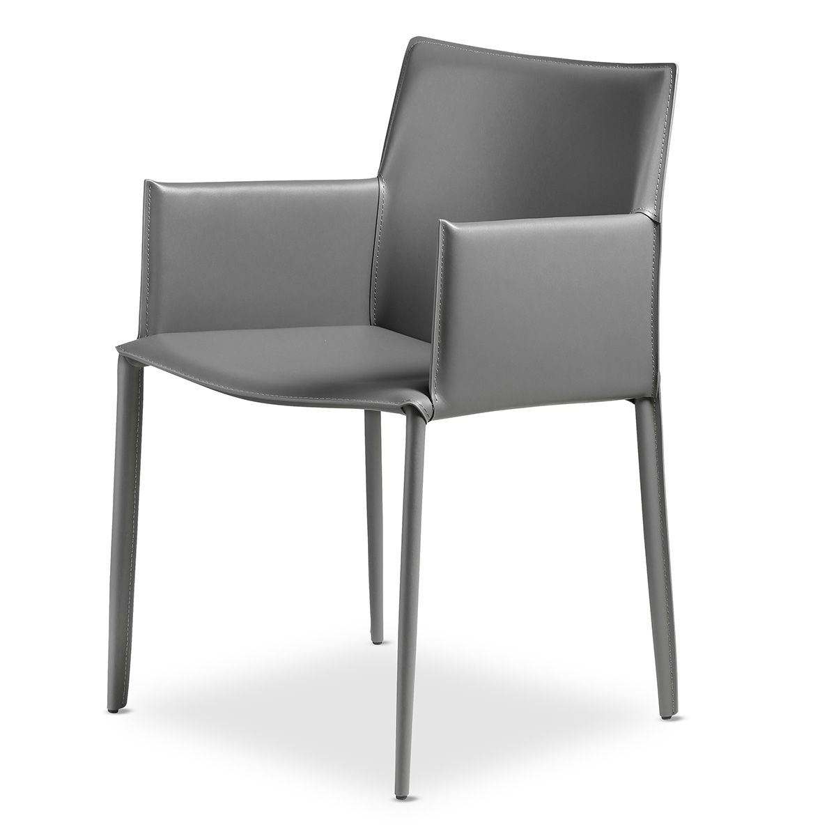 Fauteuil en cuir avec accoudoirs, Solène gris foncé, ZAGO