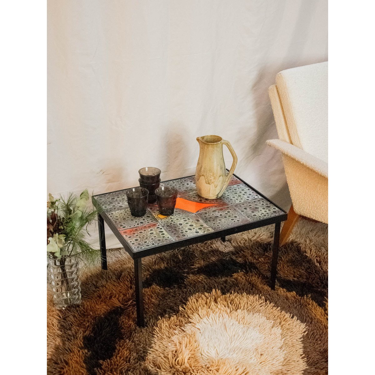 Table basse cratères en céramique Donna N°769 - Bon état noir, DEBONGOUT