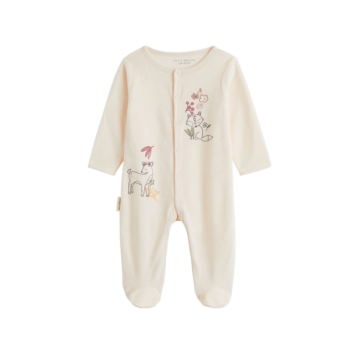 Pyjama bébé en velours Elisa rose, PETIT BEGUIN