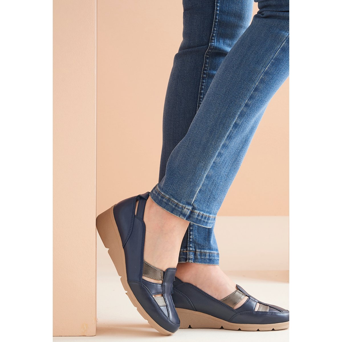 Mocassins ajourés Amortyl bleu marine, DAMART