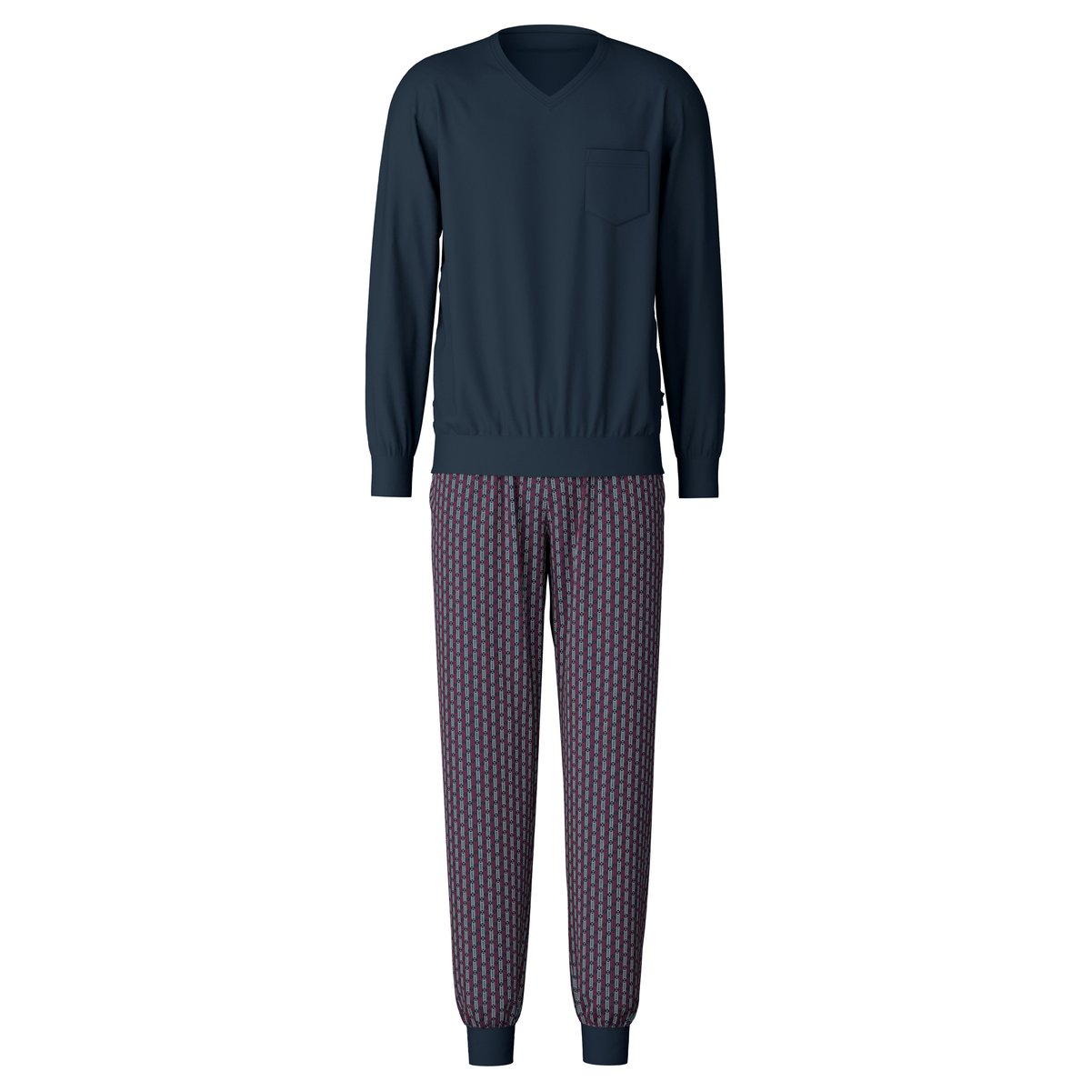 Pyjama avec bords élastiques manches longues Coton RELAX STREAMLINE saphir foncé, CALIDA