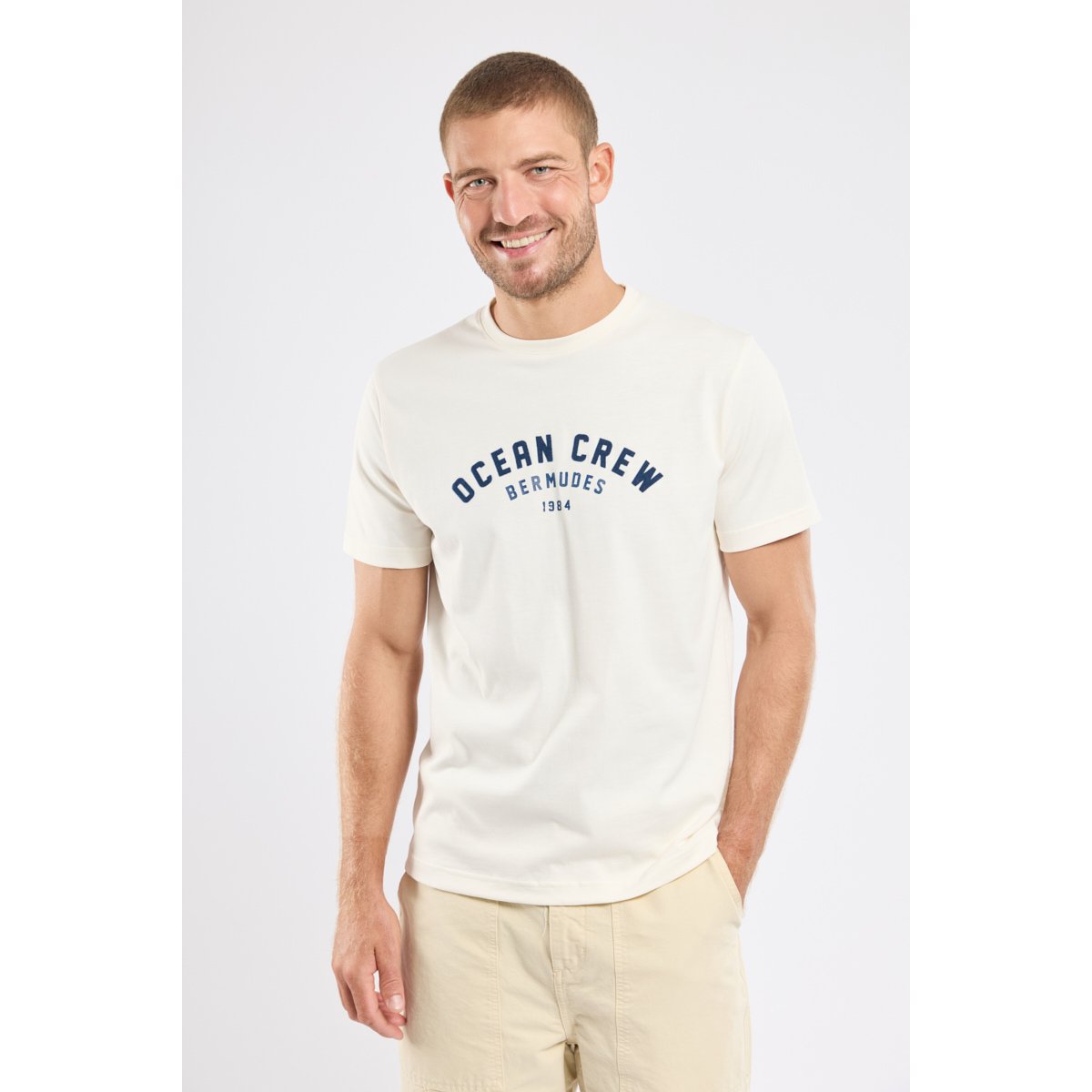 T-shirt VARA en coton biologique pour homme ecru, BERMUDES