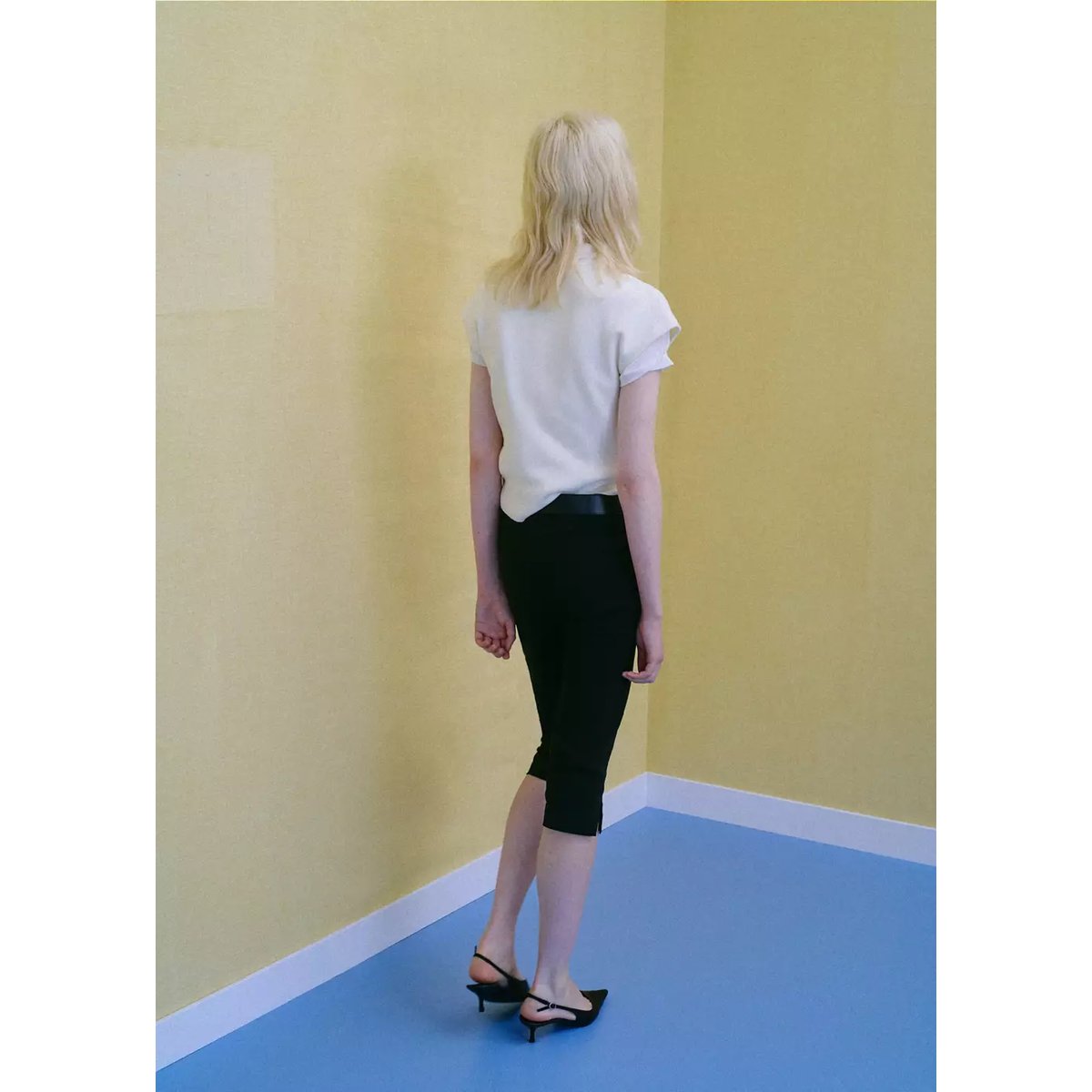 Pull en maille à manches courtes écru, MANGO