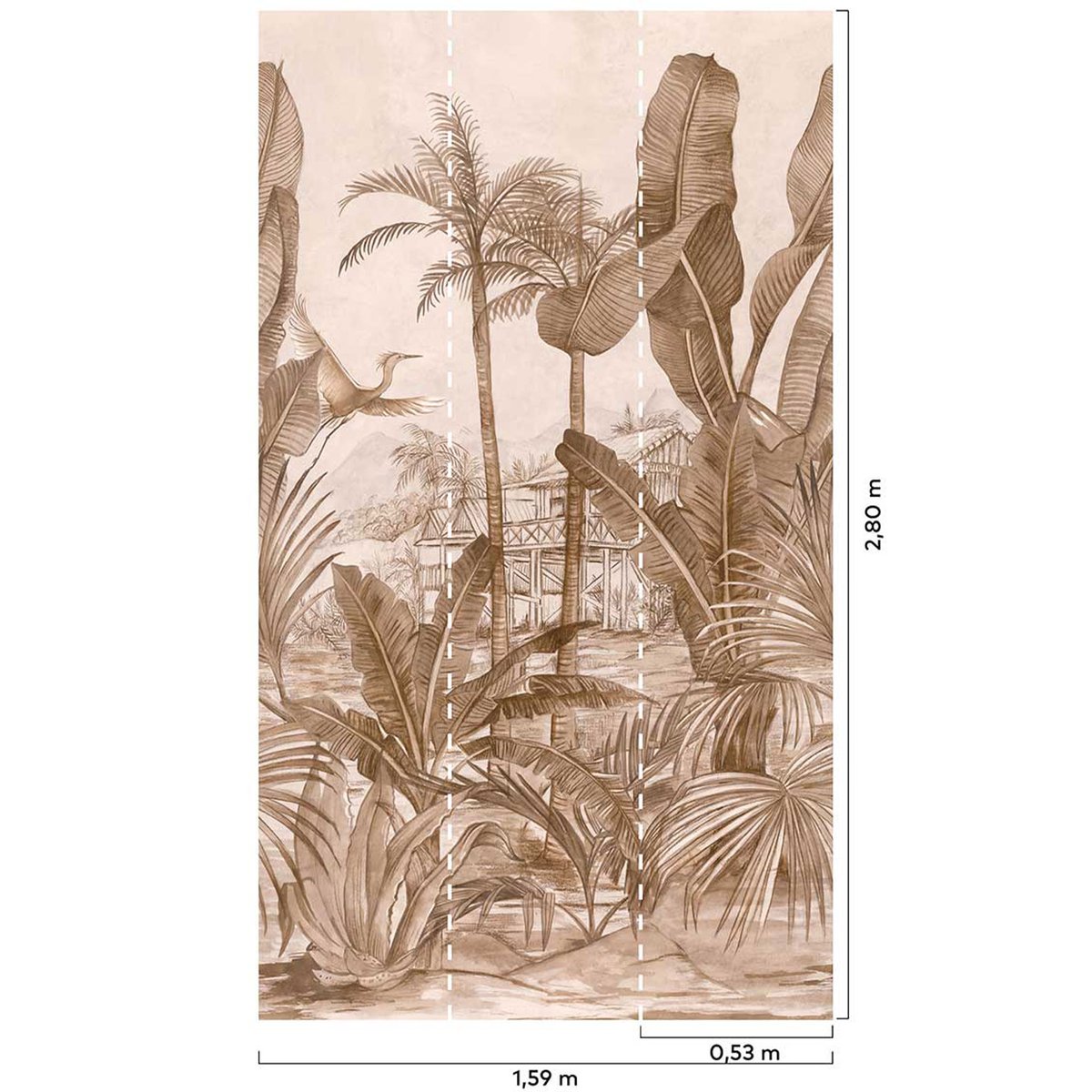 Papier peint déco jungle marron, HEXOA