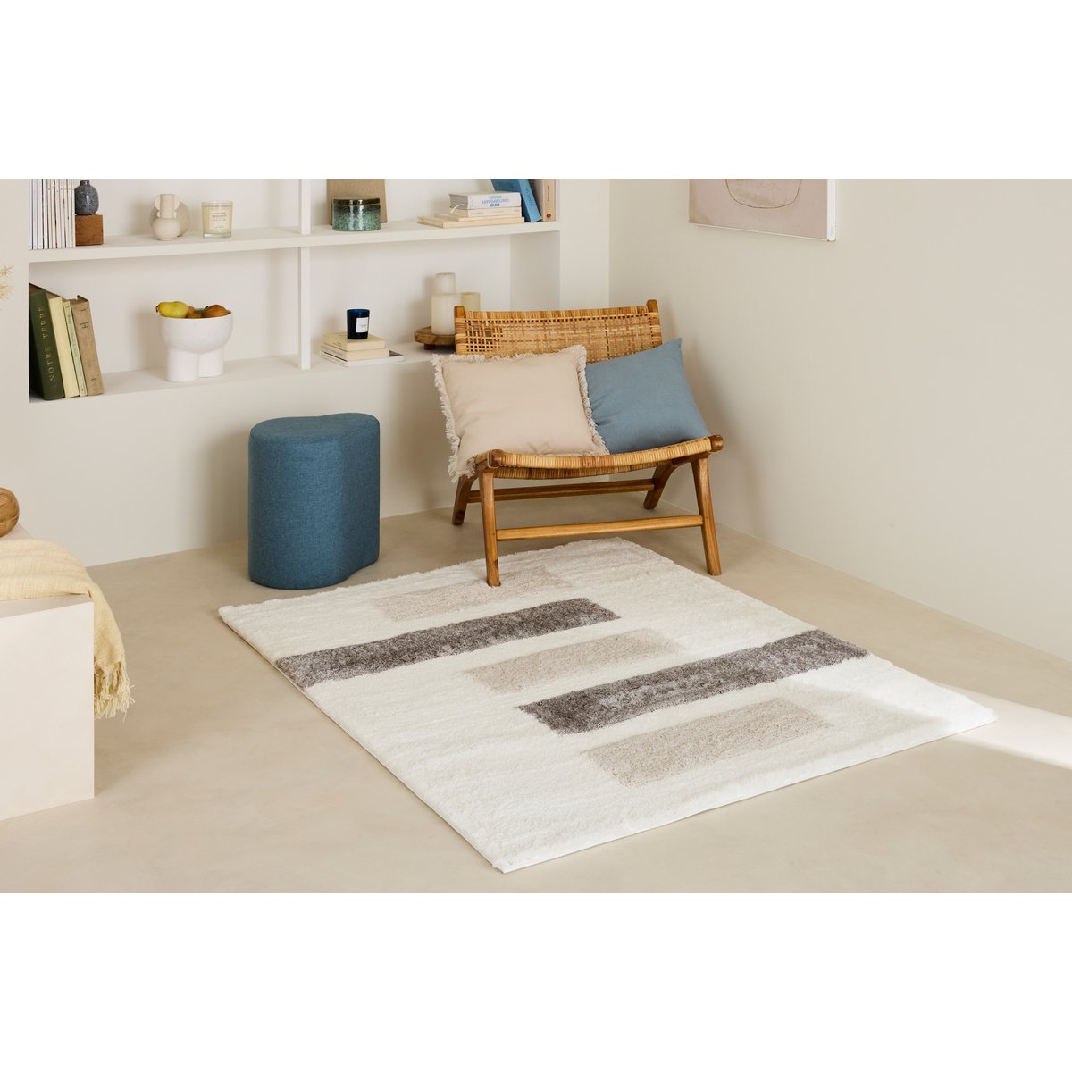 Tapis doux géométriques KARENA ivoire, NAZAR RUGS