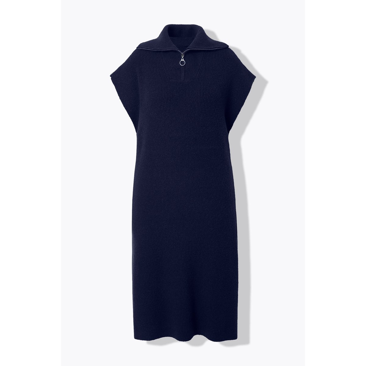 Robe en maille, oversized, col camionneur bleu nuit, STUDIO UNTOLD