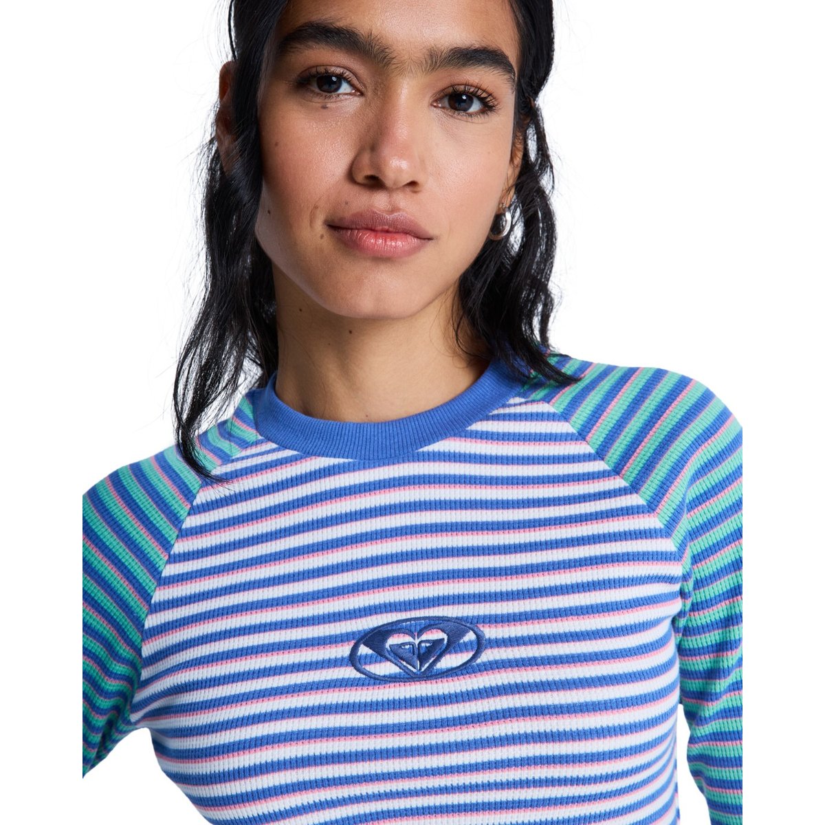 Haut ajusté à manches longues HIGHLITE SEASON. blanc coconut milk stripy soul mini, ROXY