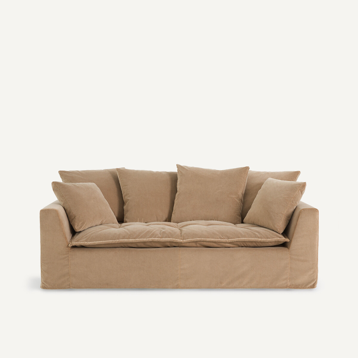 Canapé en velours stonewashed, OTAVIA ficelle, AM.PM