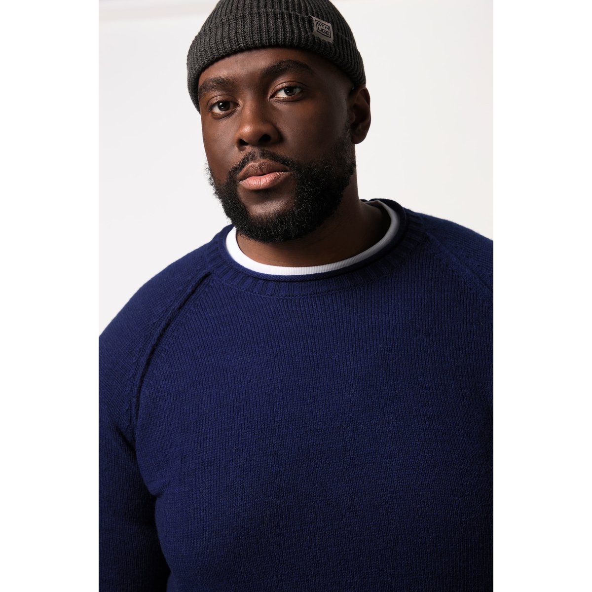Pull, CashmereTouch, col rond bleu roi, STHUGE
