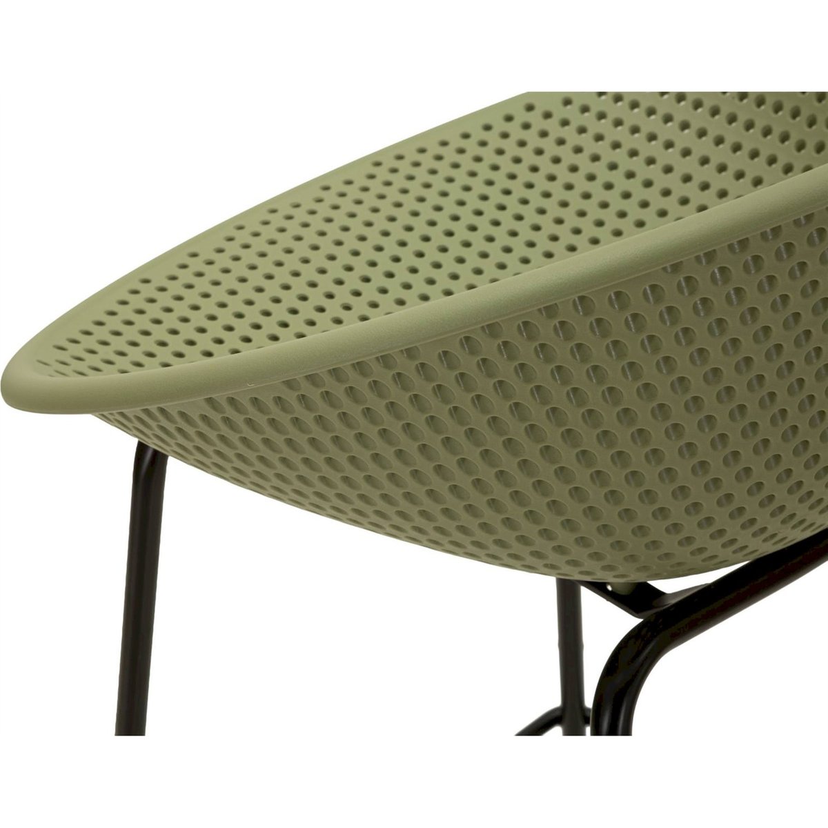 Lot de 2 tabourets de bar ajourés pieds en métal vert et noir, RECOLLECTION