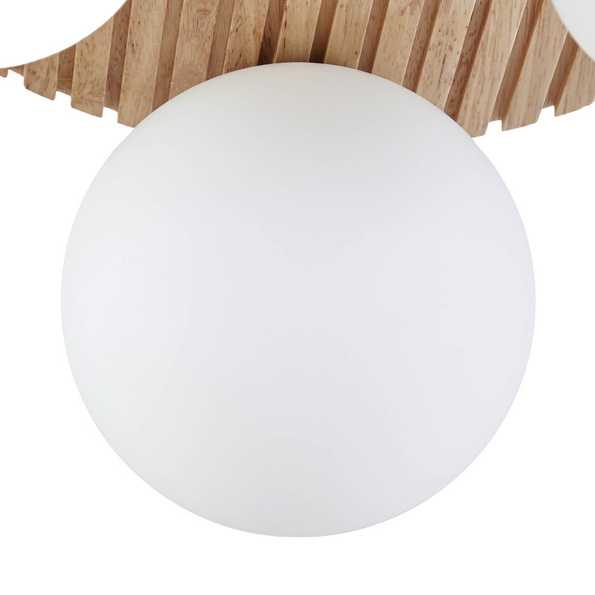 Plafonnier en bois moderne, Mori bois clair, blanc, LINDBY