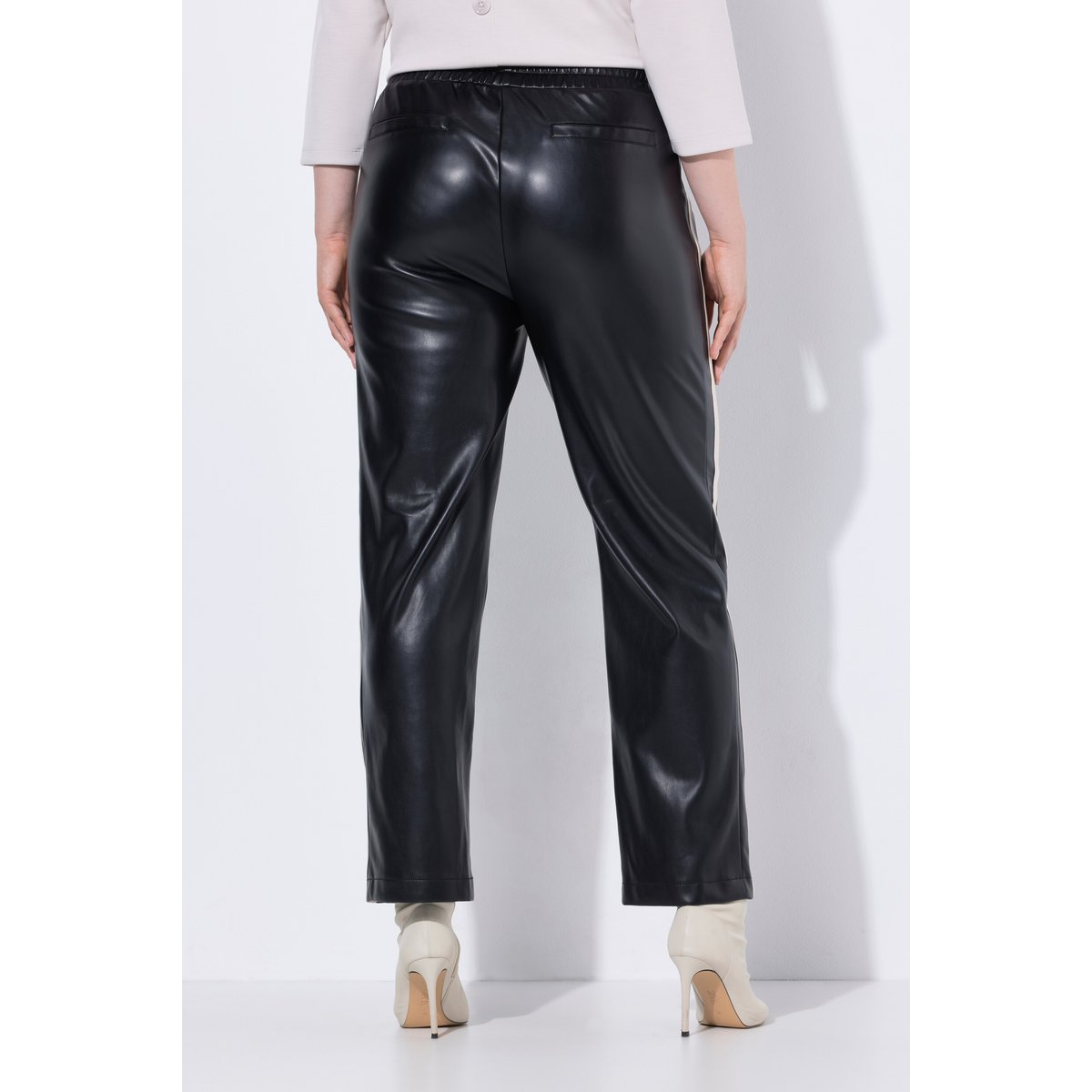 Pantalon à jambe droite et taille élastique noir, ULLA POPKEN