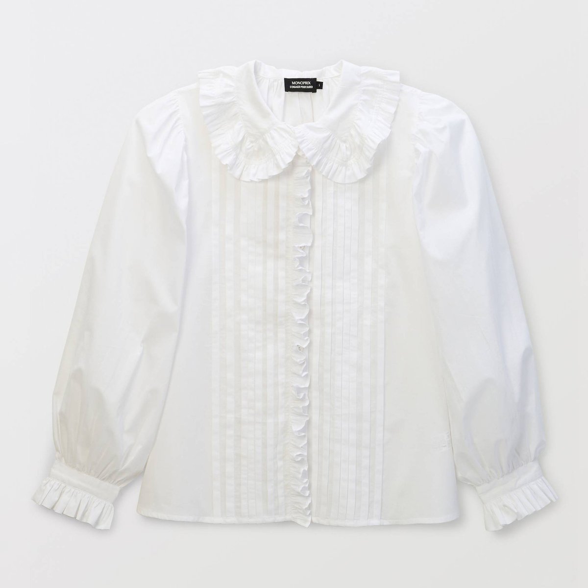 Chemise manches longues unie en coton BIO GOTS ecru, MONOPRIX