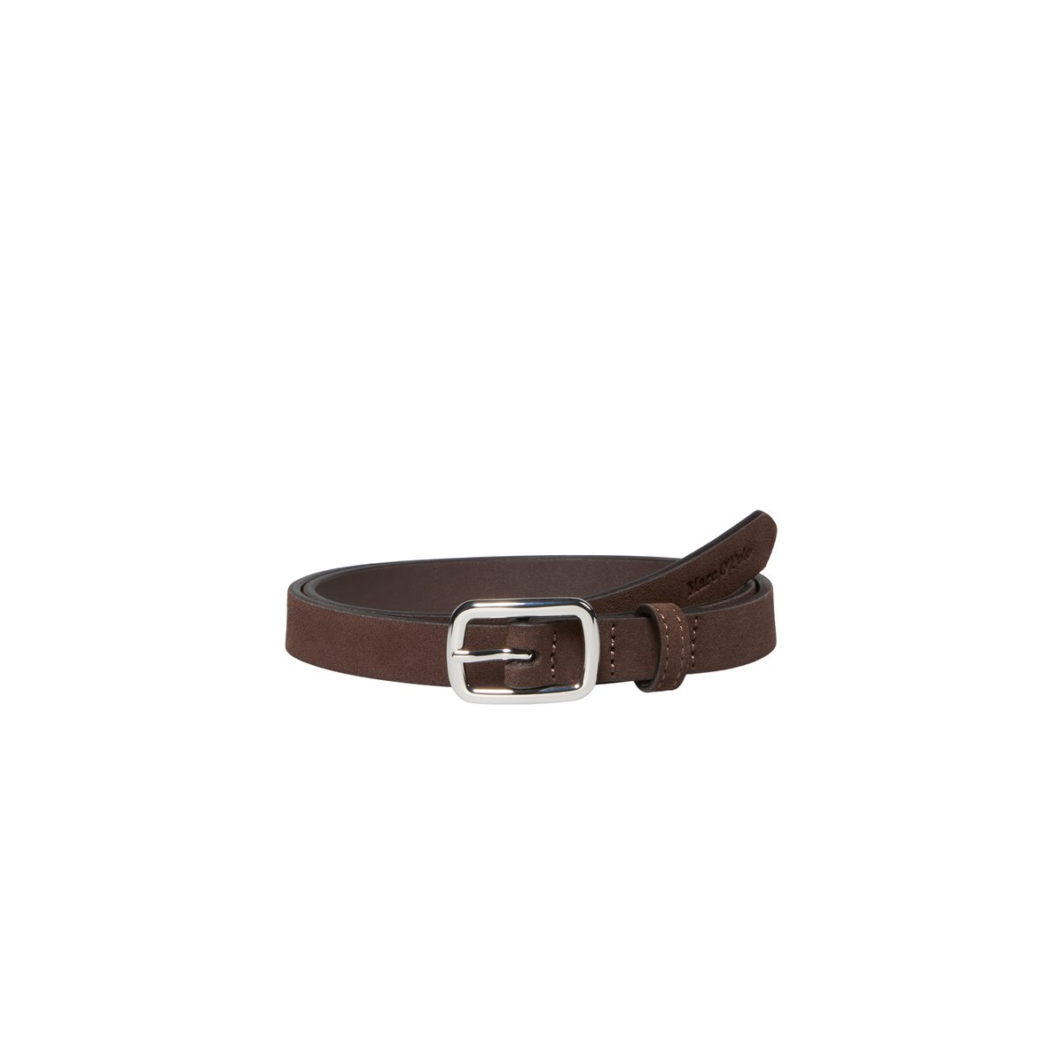 Ceinture en cuir nubuck fin marron foncé, MARC O'POLO