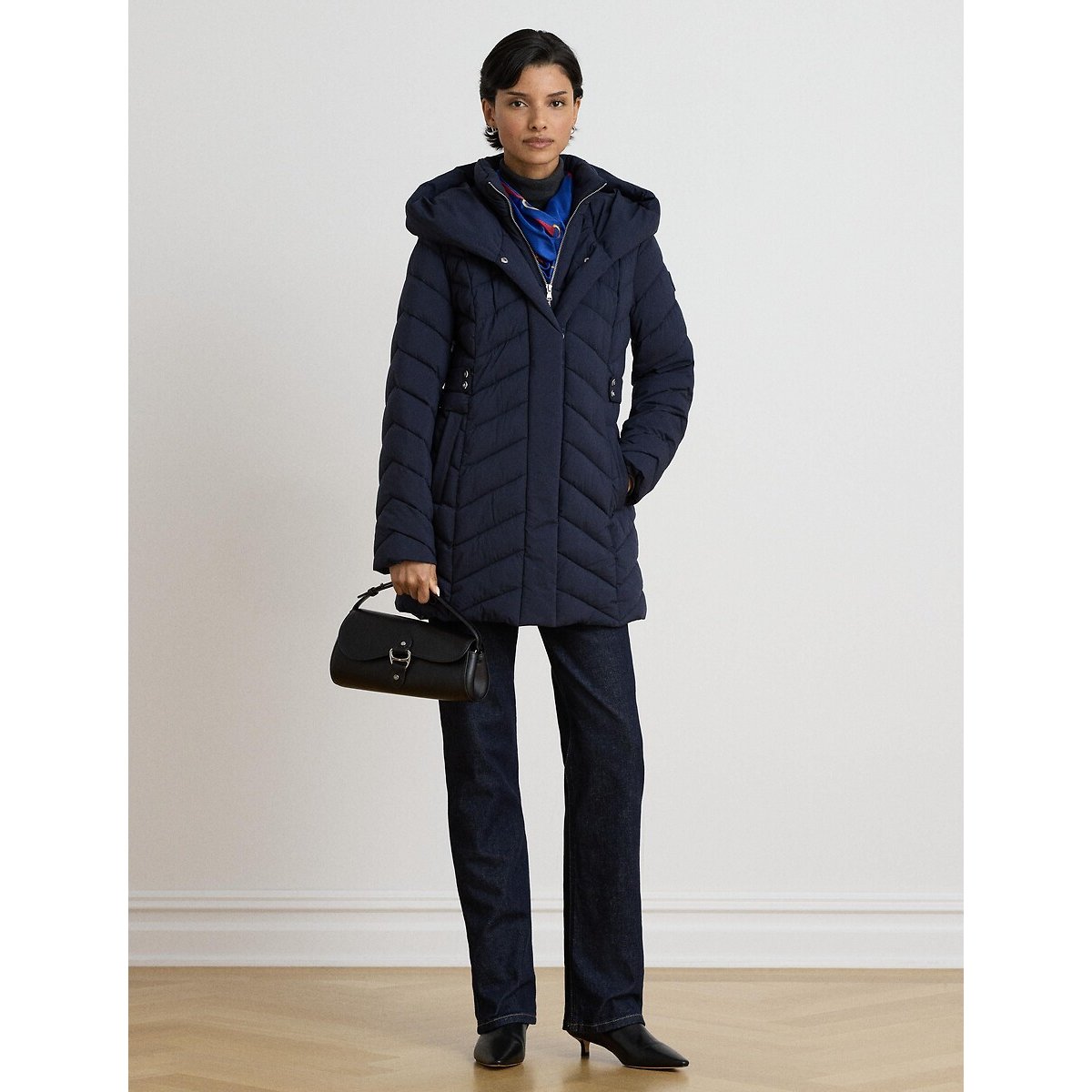 Doudoune mi-longue à capuche marine, LAUREN RALPH LAUREN