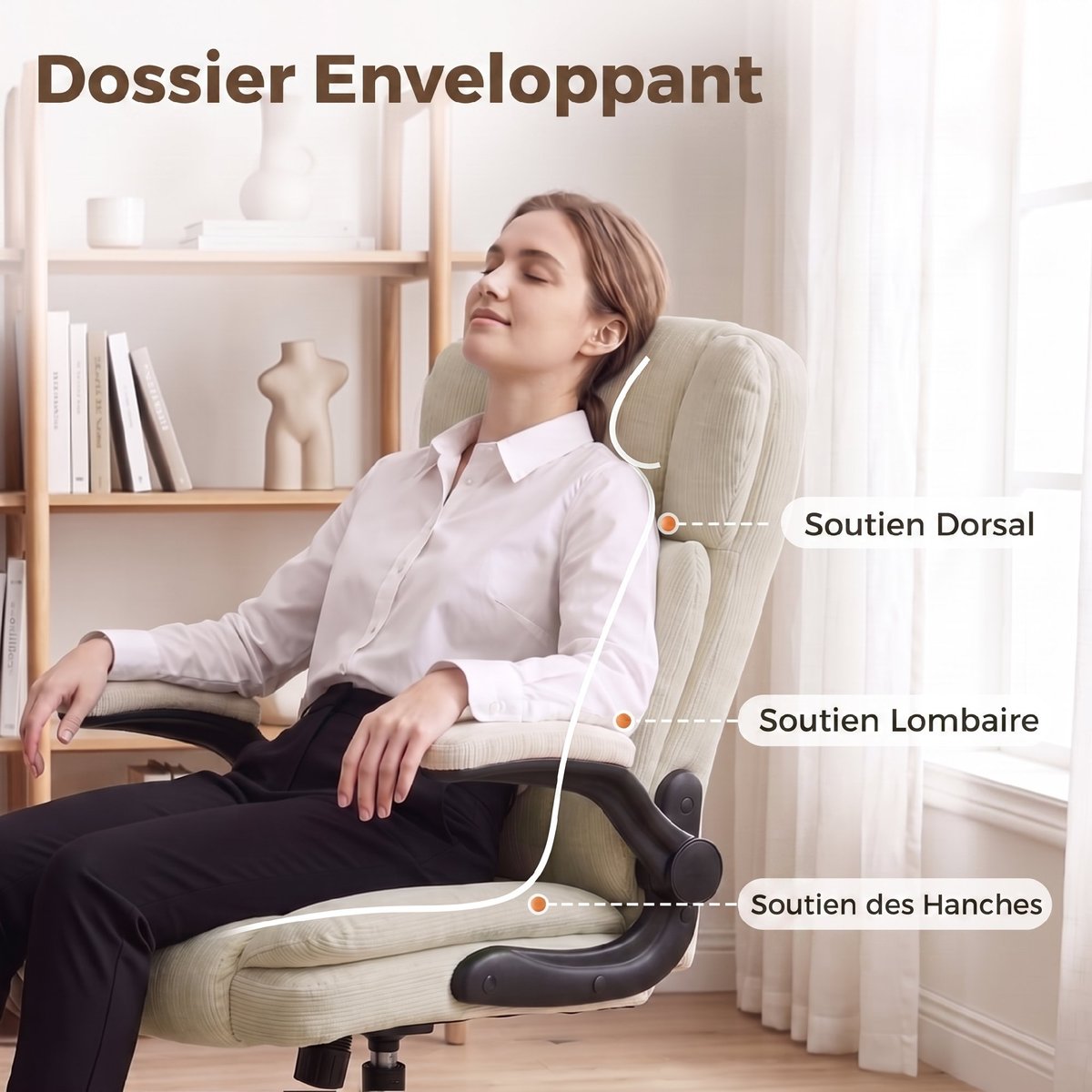 Chaise de bureau Acier Beige beige, noir, HOMCOM