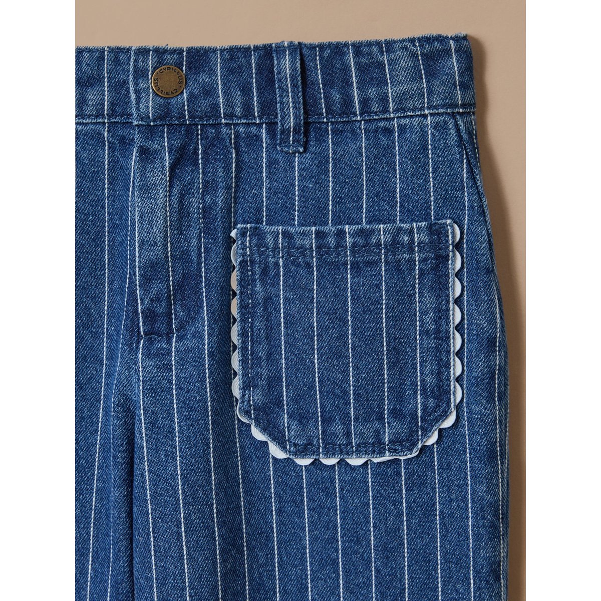 Pantalon droit rayé festonné rayure tennis, CYRILLUS