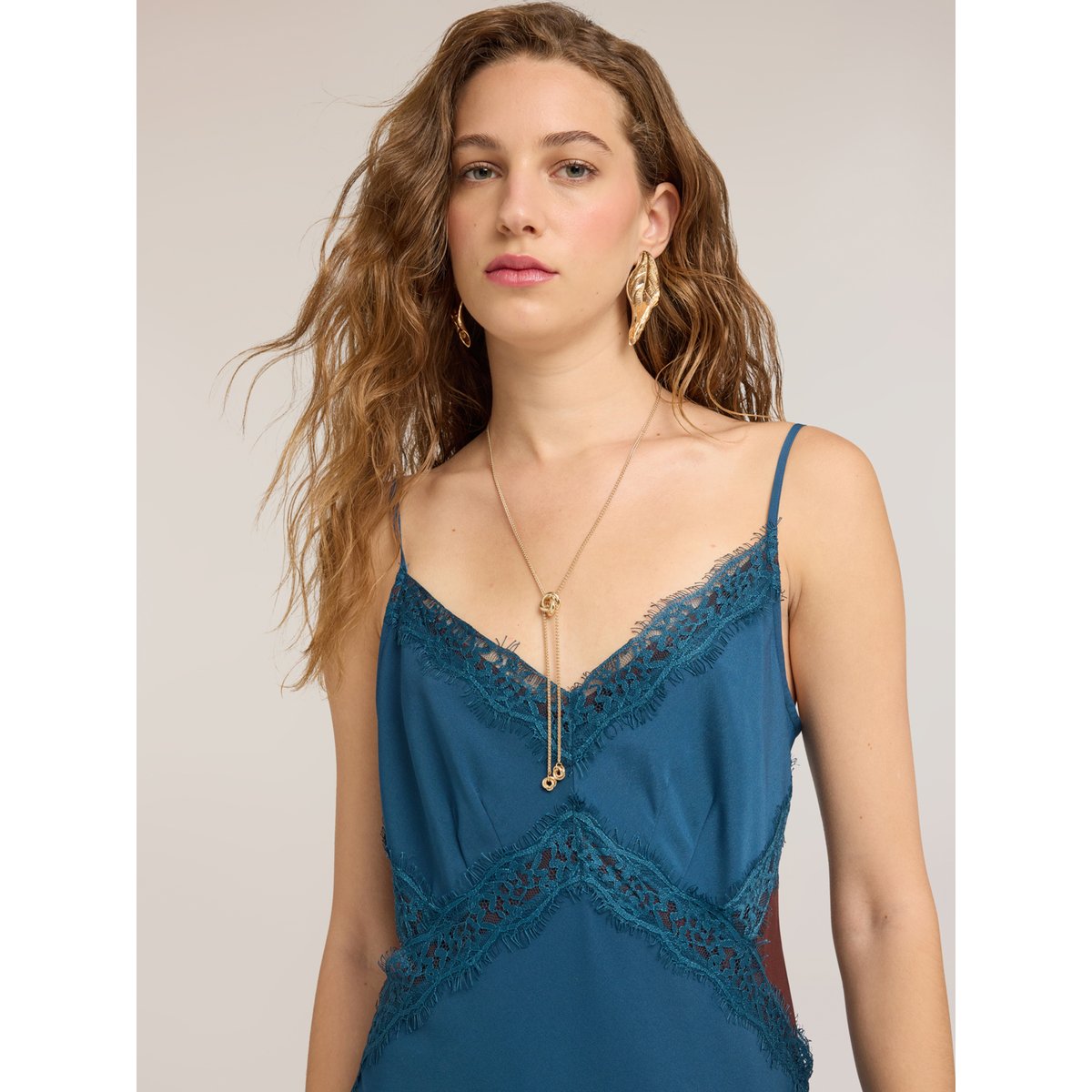 Robe regular avec dentelle petrol blue, MOTIVI