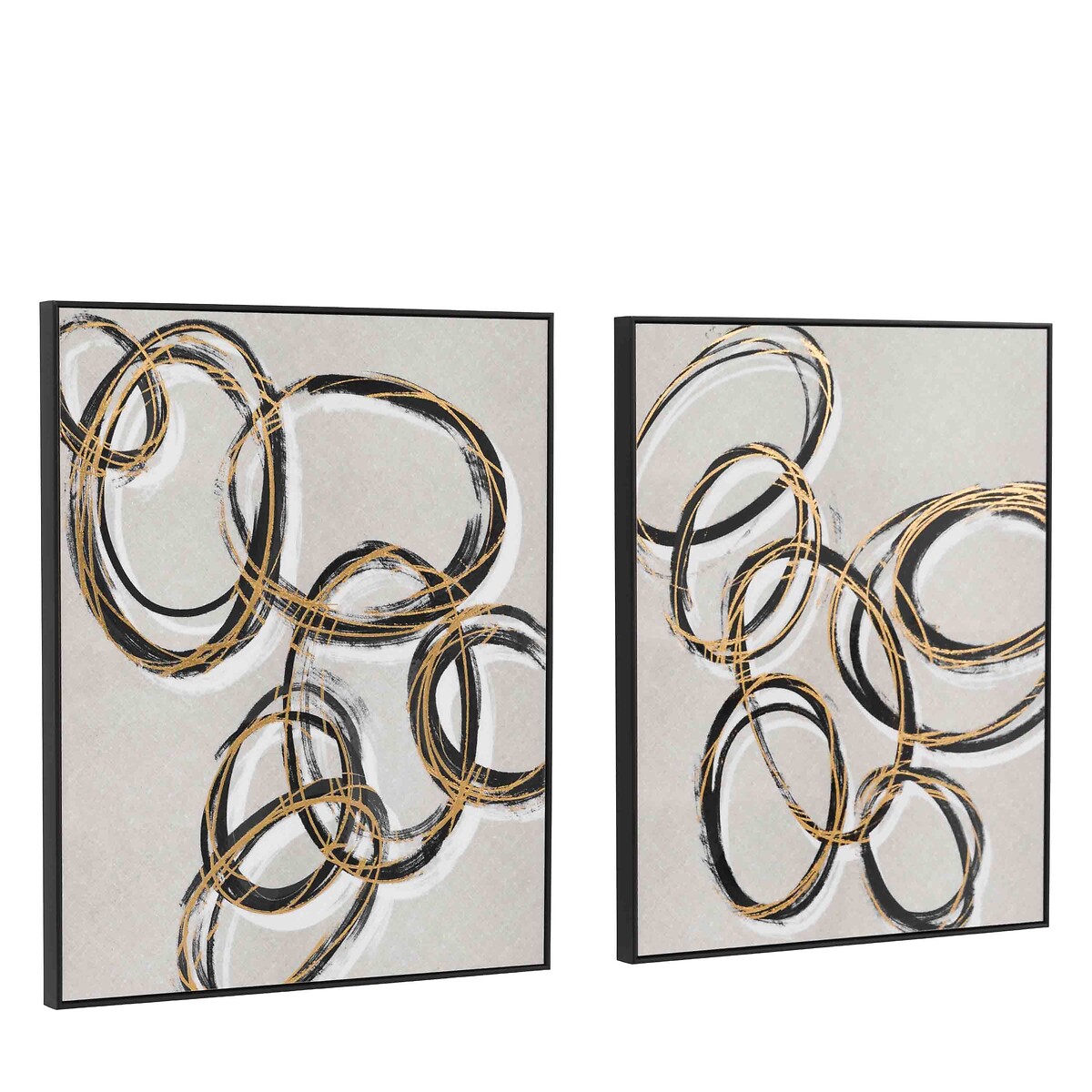 Set of 2 Bold as Gold Framed Canvas grey, ÉDITÉ