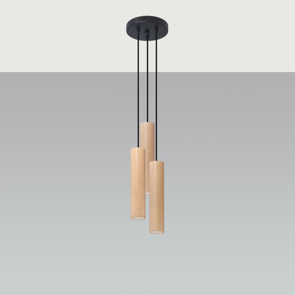 Suspension Bois Bois Naturel GU10 3 Lino marron, EDEN