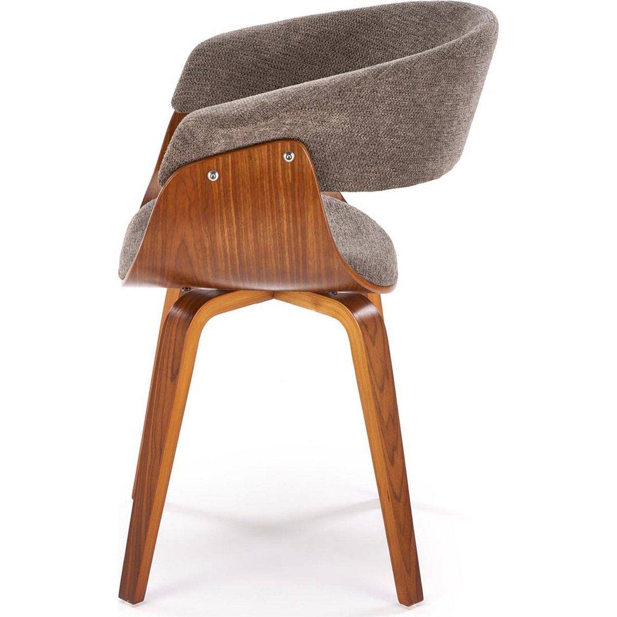 Chaise en bois courbé et tissu REBTES gris taupe et noyer, RECOLLECTION
